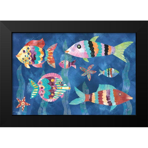 Boho Reef Fish III Black Modern Wood Framed Art Print by Wild Apple Portfolio