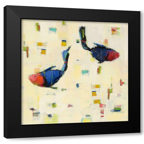 One Fish Two Fish Big Black Modern Wood Framed Art Print with Double Matting by Adams, Phyllis