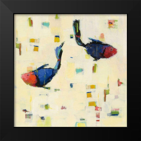 One Fish Two Fish Big Black Modern Wood Framed Art Print by Adams, Phyllis