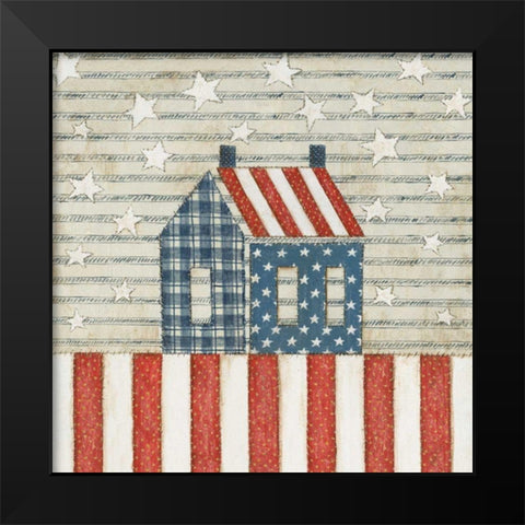 Americana Quilt V Black Modern Wood Framed Art Print by Brown, David Carter