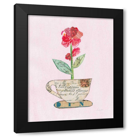 Teacup Floral IV Black Modern Wood Framed Art Print by Prahl, Courtney