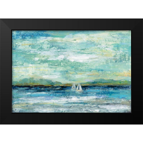 Calm Lake Black Modern Wood Framed Art Print by Vassileva, Silvia
