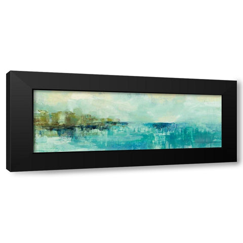 Cliff Side Town Black Modern Wood Framed Art Print by Vassileva, Silvia