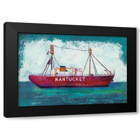 Nantucket Lightship Blue Green Black Modern Wood Framed Art Print with Double Matting by Averinos, Melissa