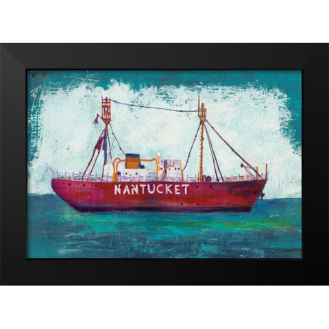 Nantucket Lightship Blue Green Black Modern Wood Framed Art Print by Averinos, Melissa