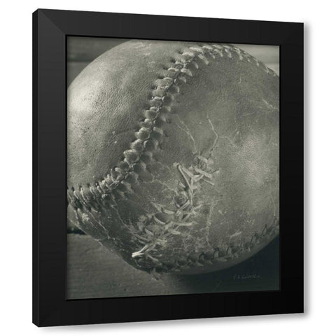 Baseball Black Modern Wood Framed Art Print with Double Matting by Goldstein, Ed