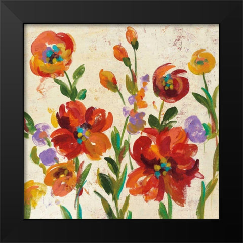 July in the Garden II Cream Crop Black Modern Wood Framed Art Print by Vassileva, Silvia