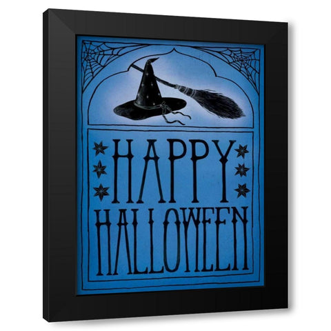 Vintage Halloween Happy Halloween Black Modern Wood Framed Art Print with Double Matting by Miller, Sara Zieve