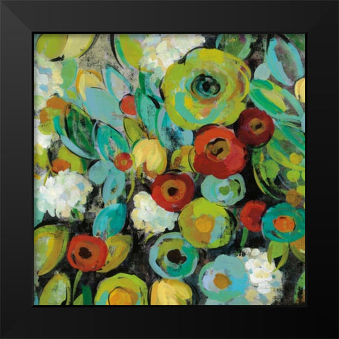 Fiesta Floral Crop Black Modern Wood Framed Art Print by Vassileva, Silvia
