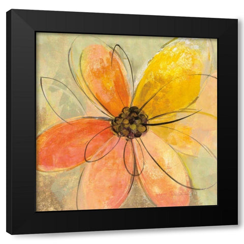 Neon Floral II Black Modern Wood Framed Art Print by Vassileva, Silvia