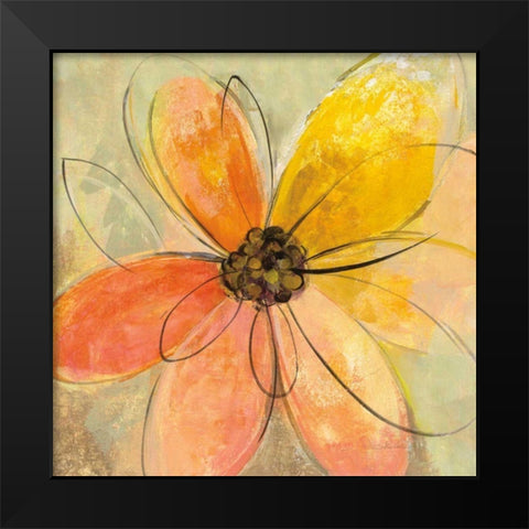 Neon Floral II Black Modern Wood Framed Art Print by Vassileva, Silvia