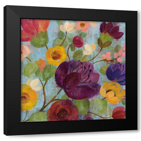 Morning Floral Crop Magenta Flower Black Modern Wood Framed Art Print by Vassileva, Silvia