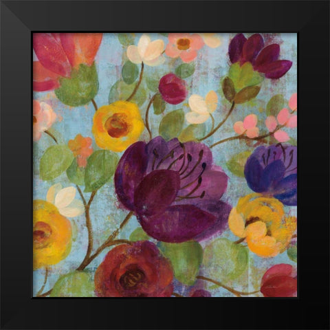 Morning Floral Crop Magenta Flower Black Modern Wood Framed Art Print by Vassileva, Silvia