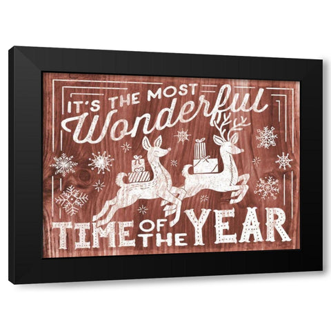 Rustic Holiday I Black Modern Wood Framed Art Print with Double Matting by Marshall, Laura