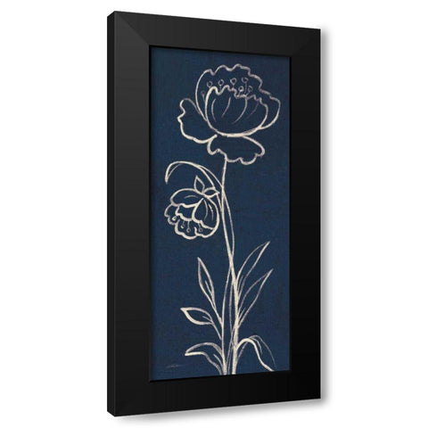 Indigo Floral II Black Modern Wood Framed Art Print by Vassileva, Silvia