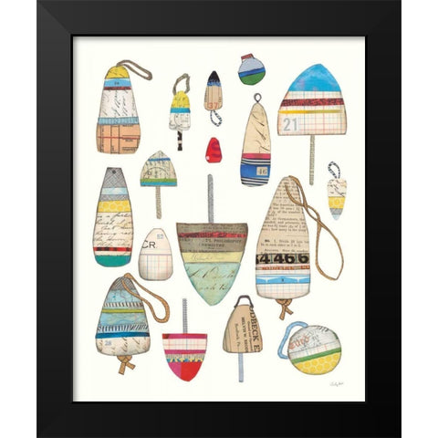 Lobster Buoys on White Black Modern Wood Framed Art Print by Prahl, Courtney