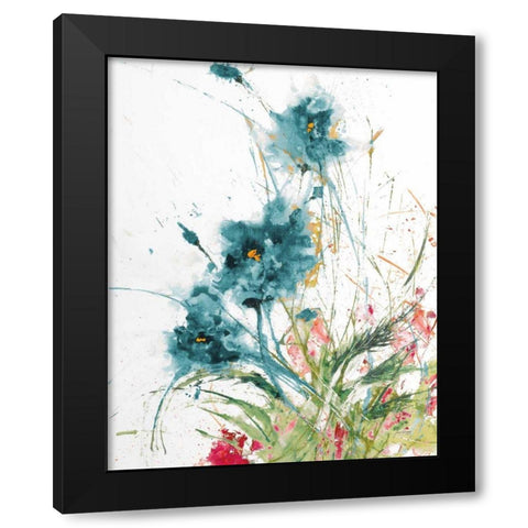 Flora Blue Crop on White Black Modern Wood Framed Art Print by Griggs, Jan