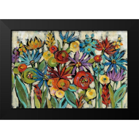 Confetti Floral I Black Modern Wood Framed Art Print by Vassileva, Silvia
