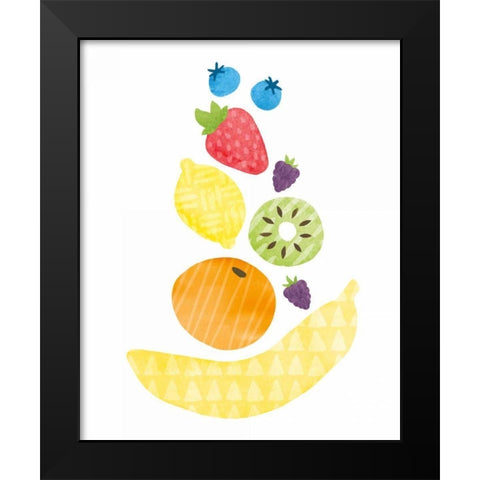 Funky Fruit I Black Modern Wood Framed Art Print by Hershey, Moira