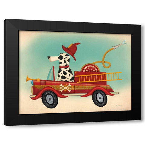 K9 Fire Department Black Modern Wood Framed Art Print by Fowler, Ryan