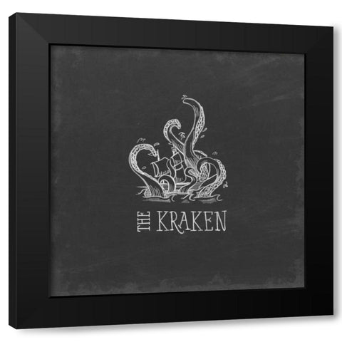 Mythical Map II Black Modern Wood Framed Art Print by Urban, Mary