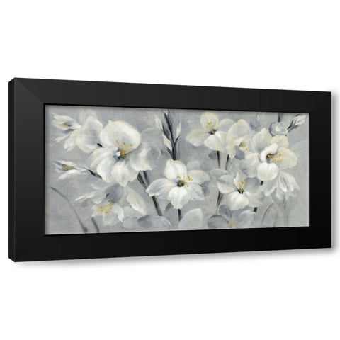 Flowers on Gray Black Modern Wood Framed Art Print by Vassileva, Silvia