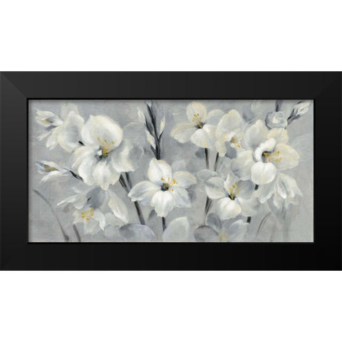 Flowers on Gray Black Modern Wood Framed Art Print by Vassileva, Silvia