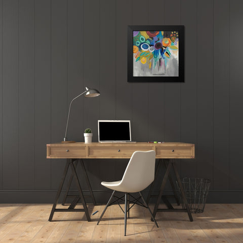 Burst of Magic Black Modern Wood Framed Art Print by Zaman, Farida