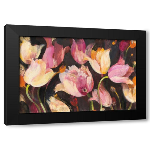 Popping Tulips Black Modern Wood Framed Art Print by Hristova, Albena