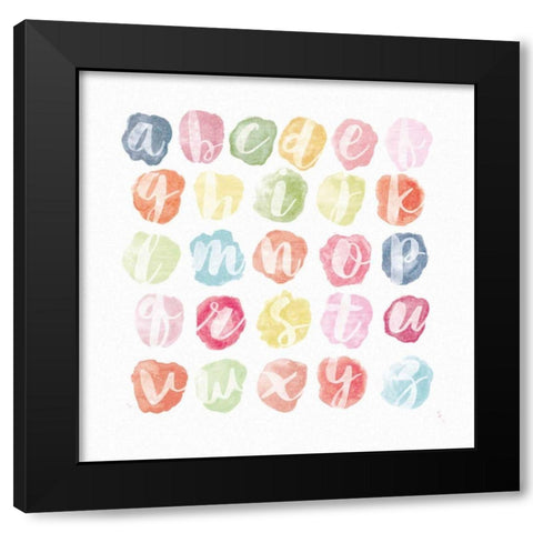 Watercolor Alphabet Black Modern Wood Framed Art Print by Adams, Sarah
