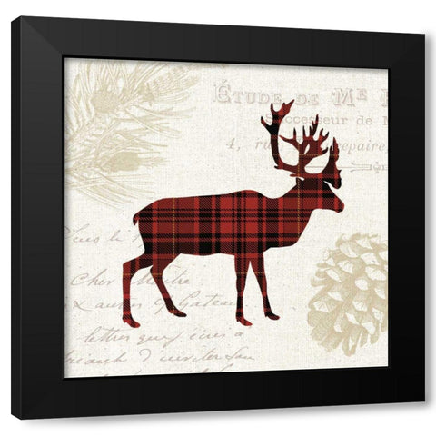 Plaid Lodge I Black Modern Wood Framed Art Print by Wild Apple Portfolio