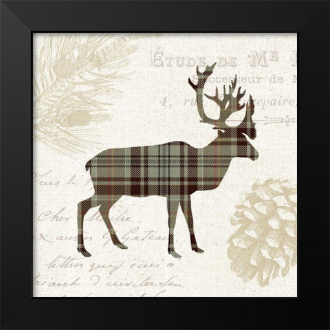 Plaid Lodge I Tan Black Modern Wood Framed Art Print by Wild Apple Portfolio