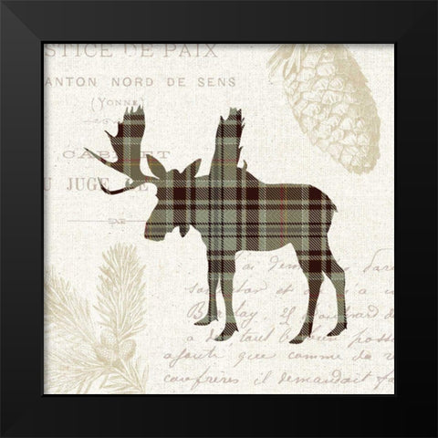 Plaid Lodge IV Tan Black Modern Wood Framed Art Print by Wild Apple Portfolio