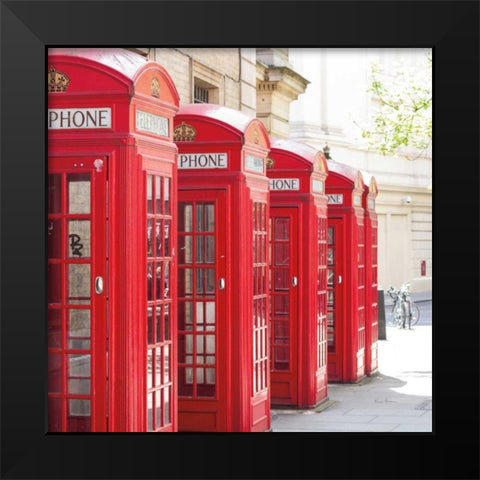 Covent Garden Phone Boxes Black Modern Wood Framed Art Print by Bevan, Keri