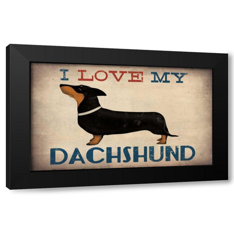 Dachshund Longboards - Love v1 Black Modern Wood Framed Art Print with Double Matting by Fowler, Ryan
