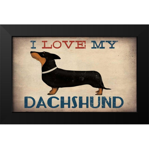 Dachshund Longboards - Love v1 Black Modern Wood Framed Art Print by Fowler, Ryan