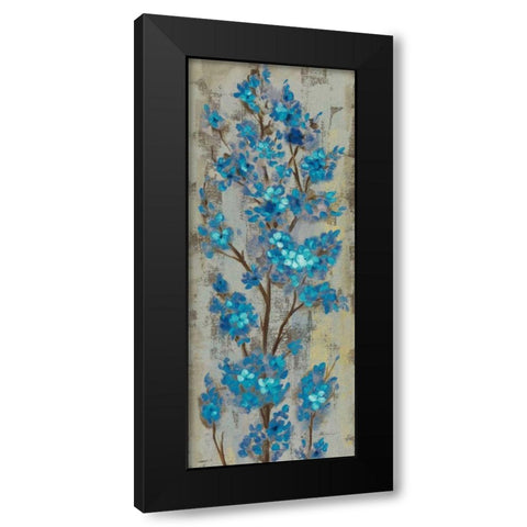 Almond Branch II Blue Crop Black Modern Wood Framed Art Print with Double Matting by Vassileva, Silvia