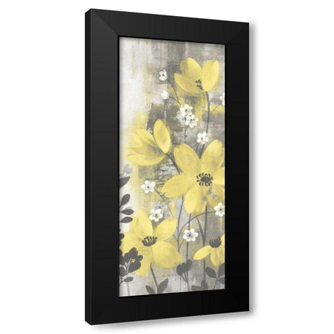 Floral Symphony Yellow Gray Crop I Black Modern Wood Framed Art Print by Vassileva, Silvia