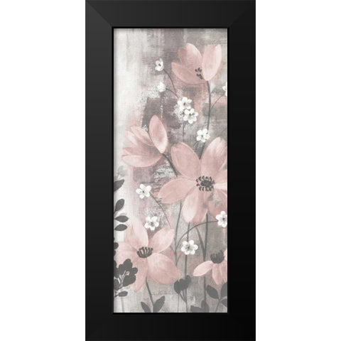 Floral Symphony Blush Gray Crop I Black Modern Wood Framed Art Print by Vassileva, Silvia
