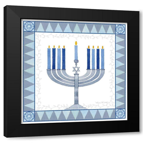 Celebrating Hanukkah III Black Modern Wood Framed Art Print by McKenna, Kathleen Parr