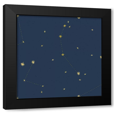 Night Sky Navy and Gold Pattern 05Ajpg Black Modern Wood Framed Art Print by Miller, Sara Zieve