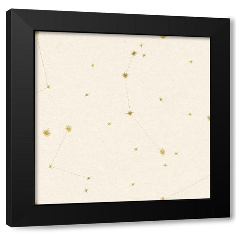 Night Sky Cream and Gold Pattern 05A Black Modern Wood Framed Art Print by Miller, Sara Zieve