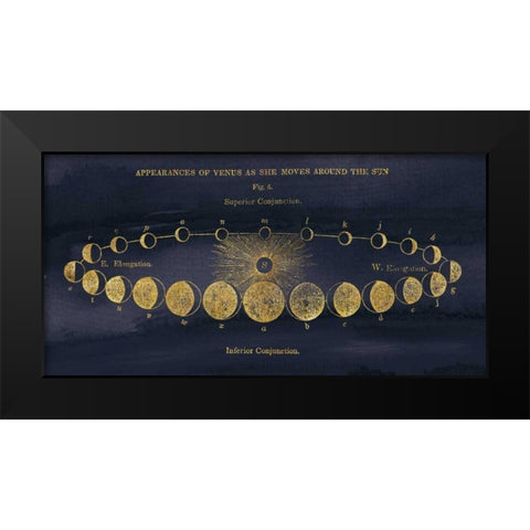 Geography of the Heavens II Blue Gold Black Modern Wood Framed Art Print by Wild Apple Portfolio