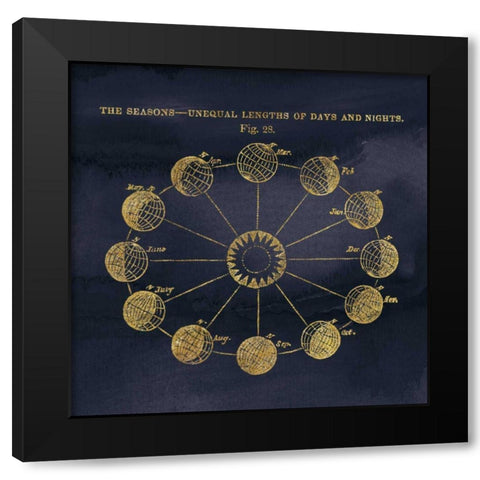 Geography of the Heavens VII Blue Gold Black Modern Wood Framed Art Print by Wild Apple Portfolio