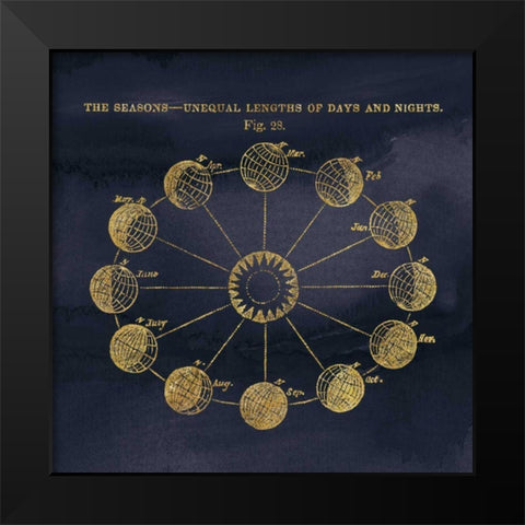 Geography of the Heavens VII Blue Gold Black Modern Wood Framed Art Print by Wild Apple Portfolio