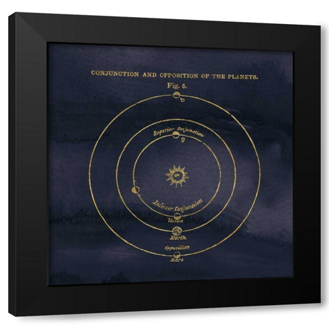 Geography of the Heavens X Blue Gold Black Modern Wood Framed Art Print by Wild Apple Portfolio