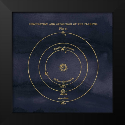 Geography of the Heavens X Blue Gold Black Modern Wood Framed Art Print by Wild Apple Portfolio