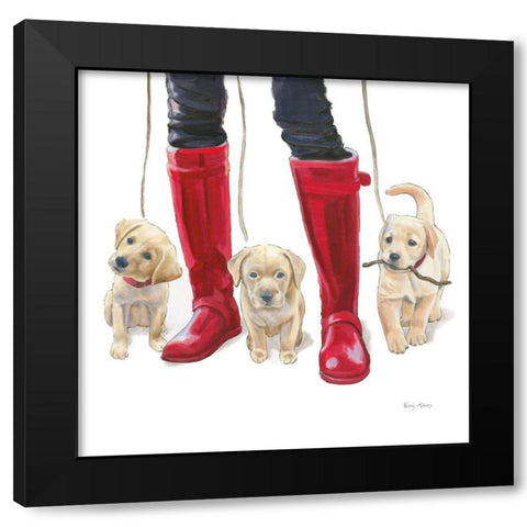 Furry Fashion Friends I Black Modern Wood Framed Art Print by Adams, Emily