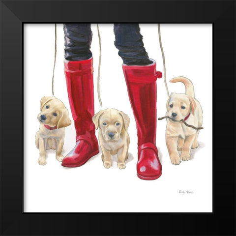Furry Fashion Friends I Black Modern Wood Framed Art Print by Adams, Emily
