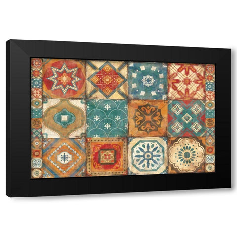 Moroccan Tiles Black Modern Wood Framed Art Print by Hilsaca, Cleonique